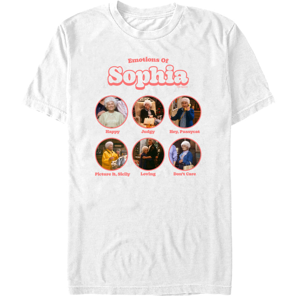 Retro Golden Girls Sophia Petrillo graphic tee with funny emotion captions and vintage sitcom style