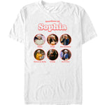 Retro Golden Girls Sophia Petrillo graphic tee with funny emotion captions and vintage sitcom style