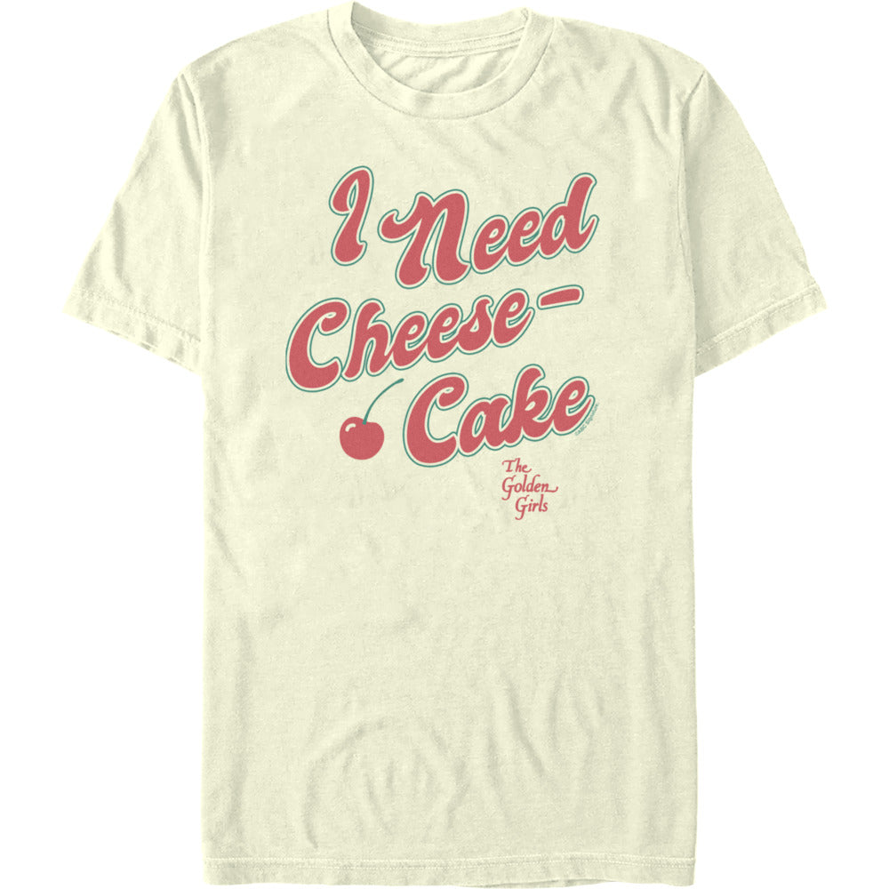 Retro Golden Girls cheesecake graphic tee featuring vintage style lettering and cherry icon