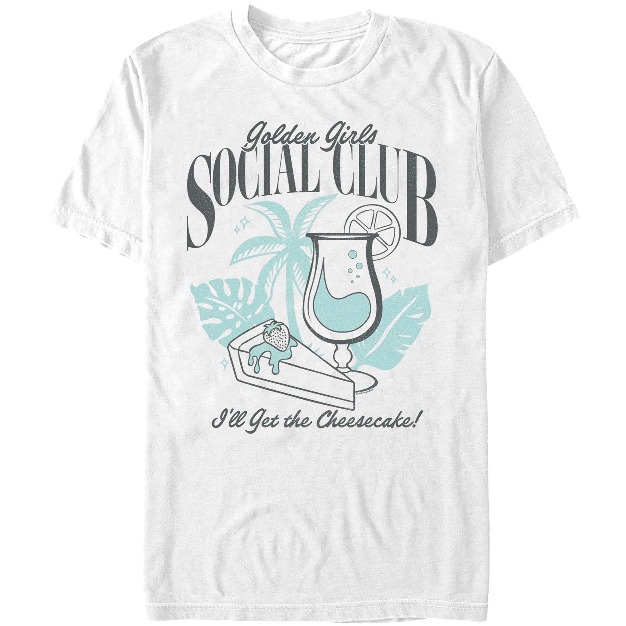 Retro Golden Girls cheesecake graphic tee with pastel Miami inspired artwork