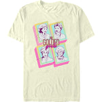 Vintage style Golden Girls cast portrait graphic tee with colorful retro geometric design