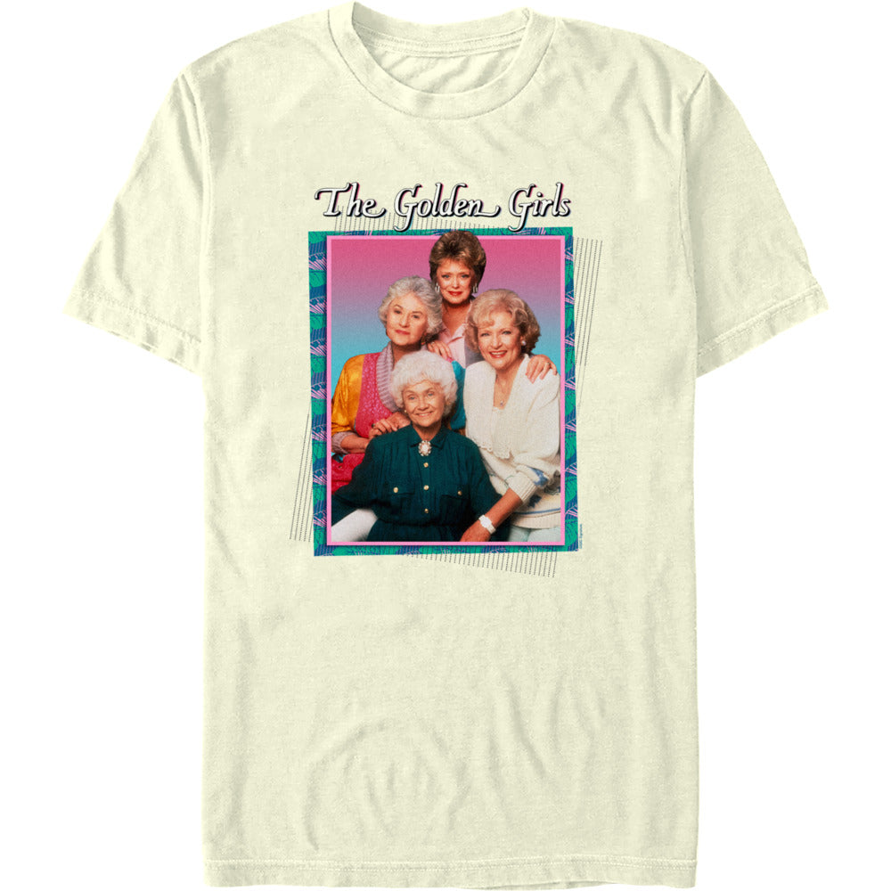 Retro Golden Girls cast photo graphic tee with colorful vintage sitcom aesthetic