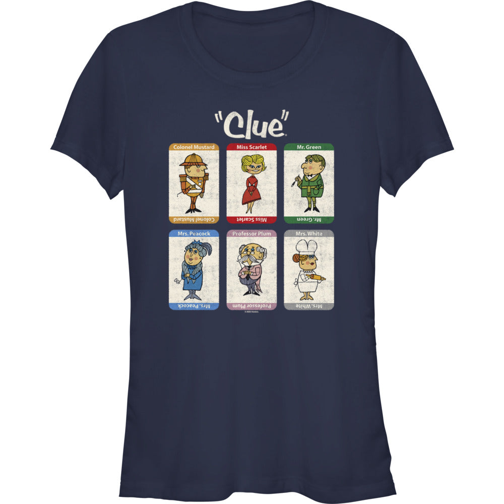 Clue Retro Character Boxup Navy graphic t-shirt