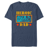 Heather navy G.I. Joe Heroic Dad graphic T-shirt featuring vintage character artwork and distressed retro lettering