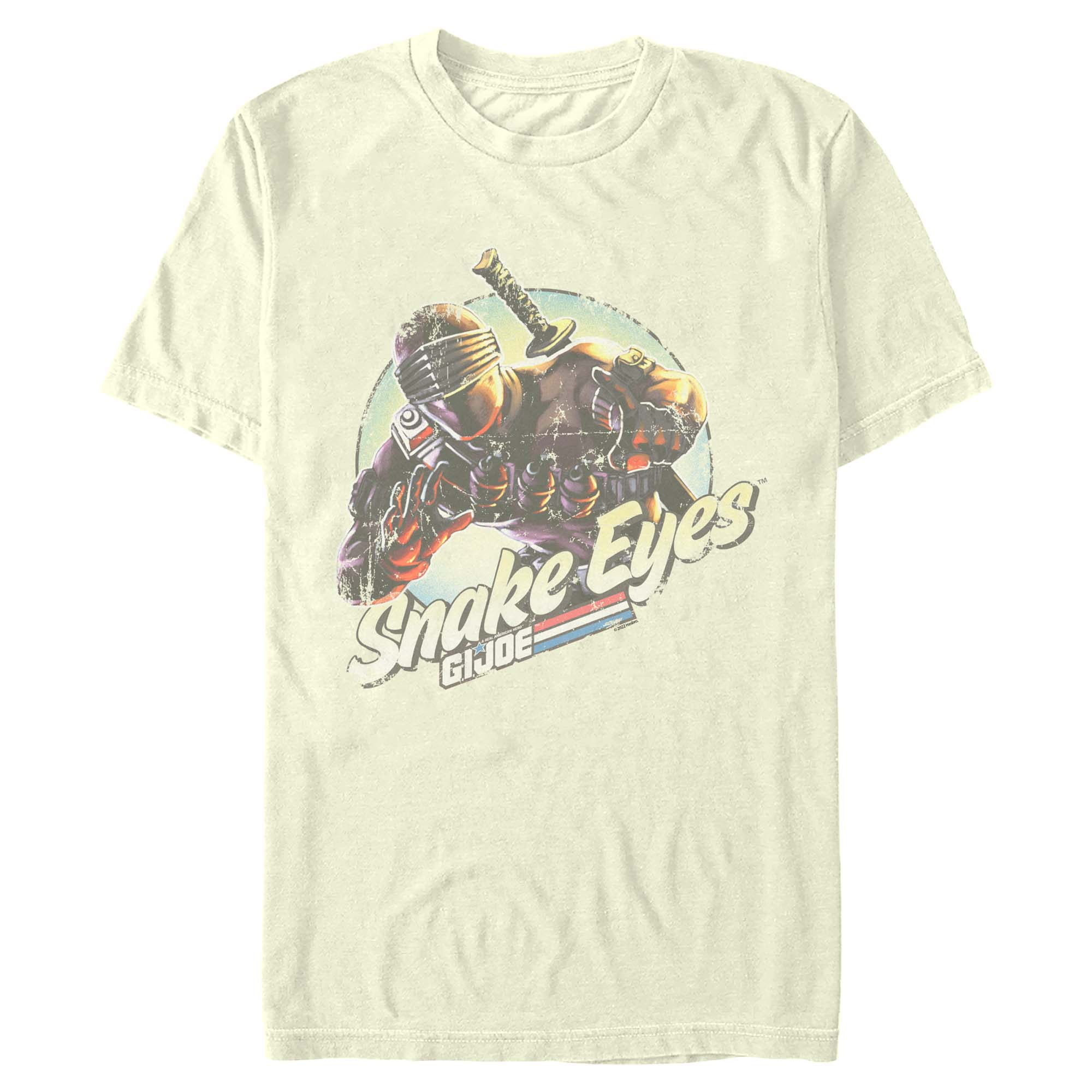 Natural colored G.I. Joe Snake Eyes graphic T-shirt featuring distressed vintage ninja action artwork