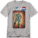 Heather gray t-shirt featuring G.I. Joe’s Stalker Ranger in vintage explosive action artwork with the G.I. Joe logo above.