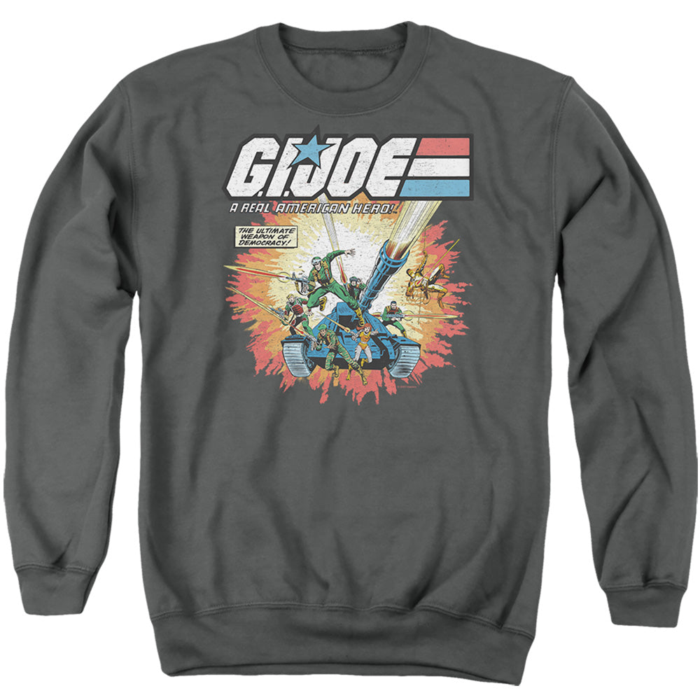 G.I. Joe A Real American Hero battle crewneck sweatshirt featuring classic 1980s team artwork on charcoal gray
