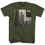 Olive green Billy Joel 52nd Street album cover graphic t-shirt featuring classic vintage album artwork