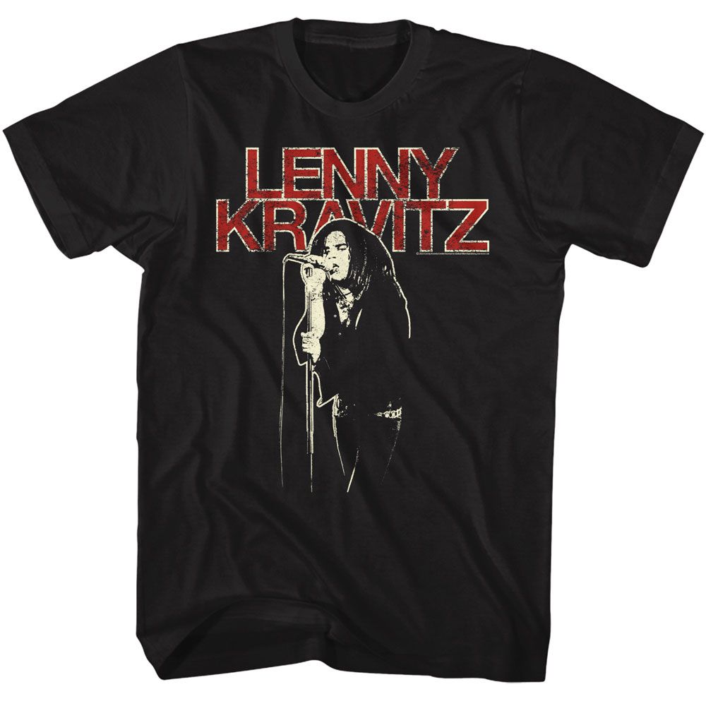 officially licensed Lenny Kravitz Distressed Text T-Shirt tee