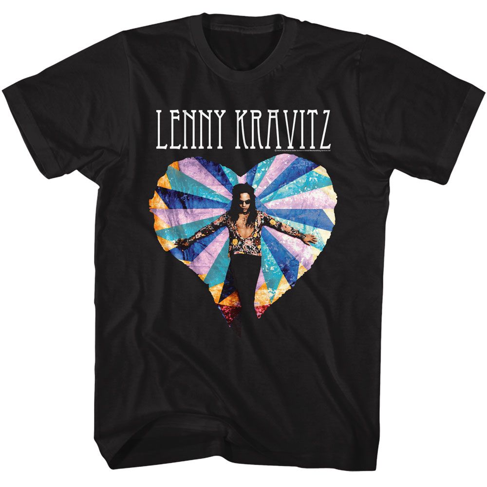 officially licensed Lenny Kravitz Multicolor Heart T-Shirt tee