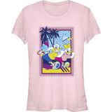 Vintage style Donald Duck and Daisy Duck pastel neon Disney cartoon shirt with 1980s aesthetic