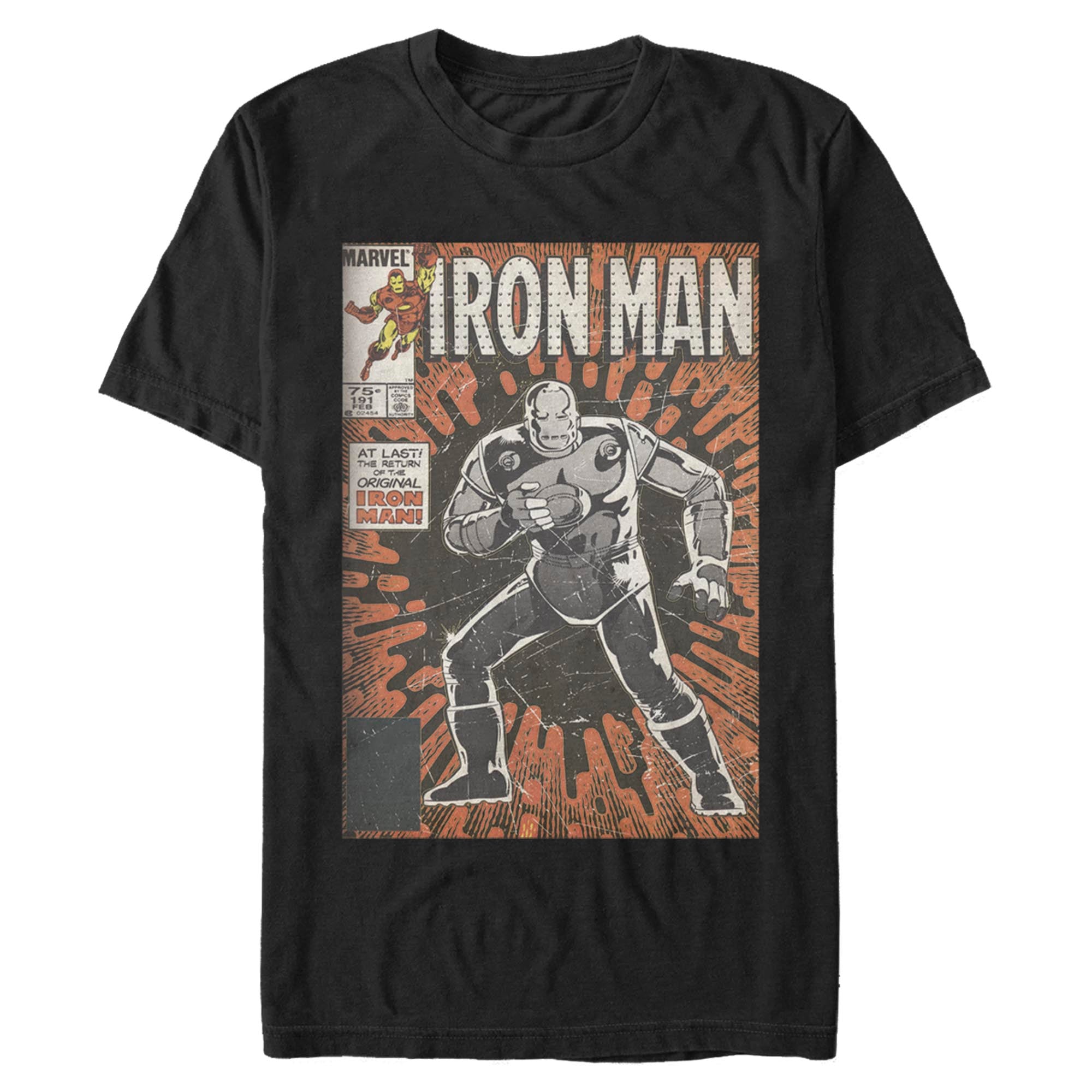 Film - No Likeness Vintage Iron Man Comic Black graphic t-shirt