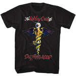 Black T-shirt with Mötley Crüe logo and colorful Dr. Feelgood snake, skull, and winged staff graphic.