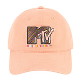 MTV Peach Diagonal Stripe Logo Dad Cap