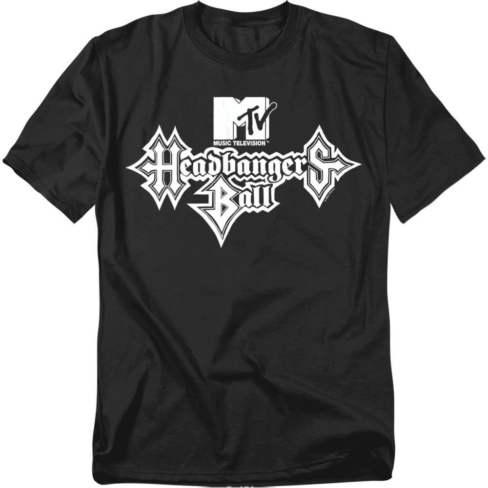 Black t-shirt with MTV logo and 'Headbangers Ball' text on a white background