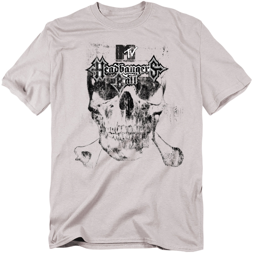Gray t-shirt with a skull and crossbones design featuring MTV and Megadeth logos on a white background.