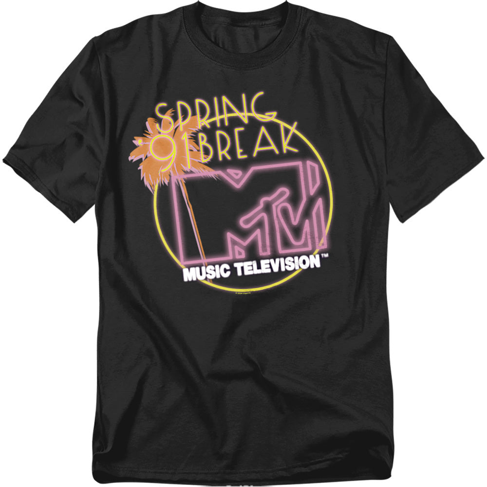 Black t-shirt with MTV logo and 'Seding Break' text on a white background