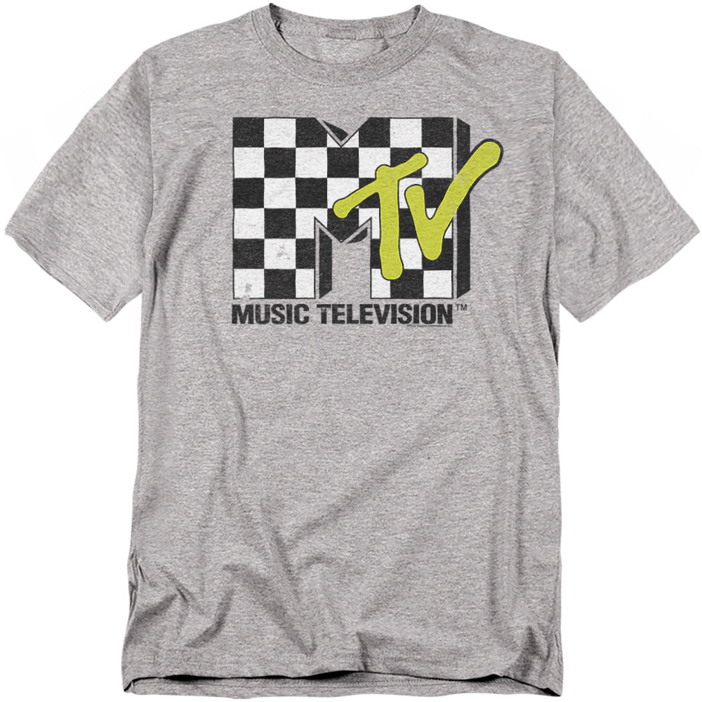 Gray t-shirt with MTV logo on a white background