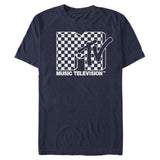 MTV Bright Checkered MTV Logo graphic t-shirt Navy