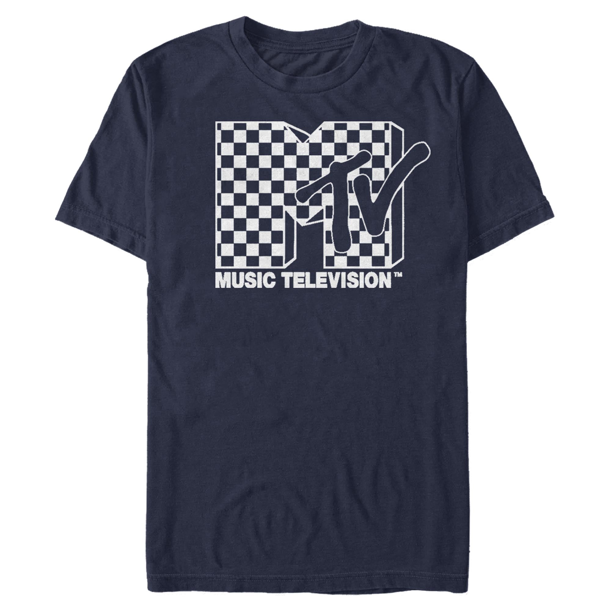 MTV Bright Checkered MTV Logo graphic t-shirt Navy