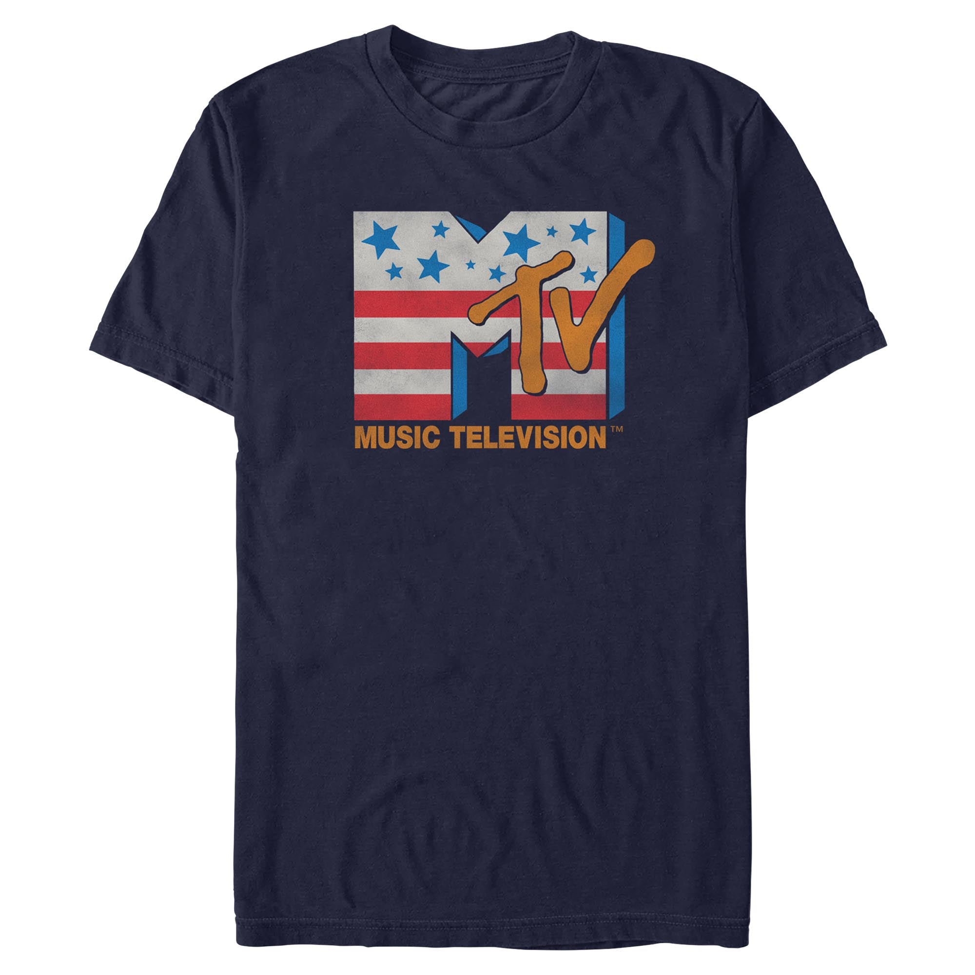 MTV Stars And Stripes Logo graphic t-shirt Navy