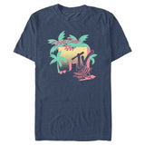 Navy heather MTV Spring Break '88 T-shirt featuring retro palm trees, beach chair artwork, and vintage MTV logo graphics