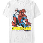 Spider-Man Classic Swinging T-Shirt officially licensed Marvel vintage web-slinger graphic tee