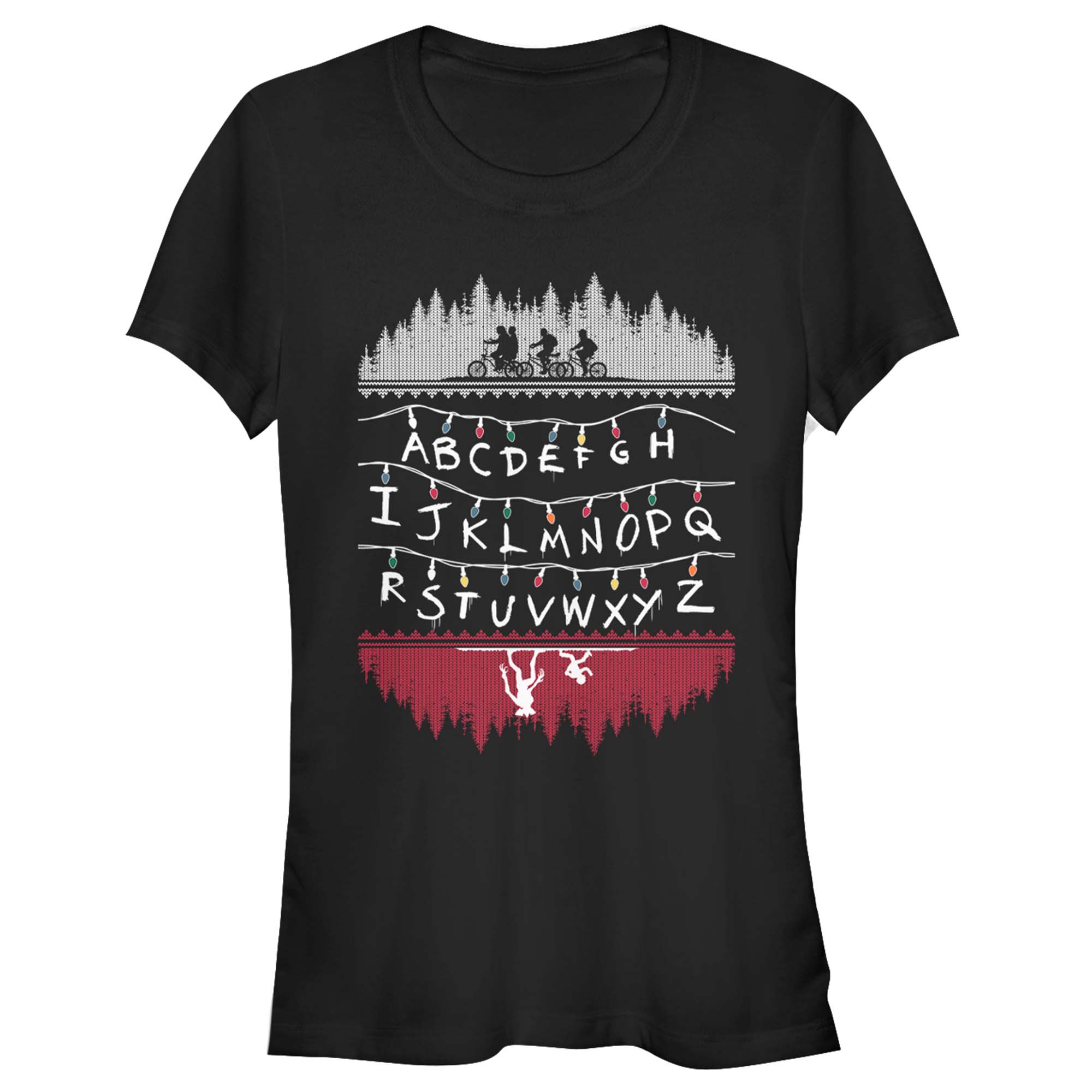 Stranger Things Alphabet Lights Black graphic t-shirt