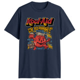 Retro distressed Kool-Aid Man graphic tee with Oh Yeahhh slogan on navy shirt