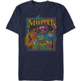 Retro distressed Muppets character graphic tee on navy blue shirt