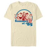 Vintage inspired Stranger Things Summer of 1985 cast graphic tee on off white shirt