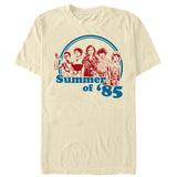 Vintage inspired Stranger Things Summer of 1985 cast graphic tee on off white shirt