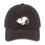Black cap with a Snoopy patch on a white background