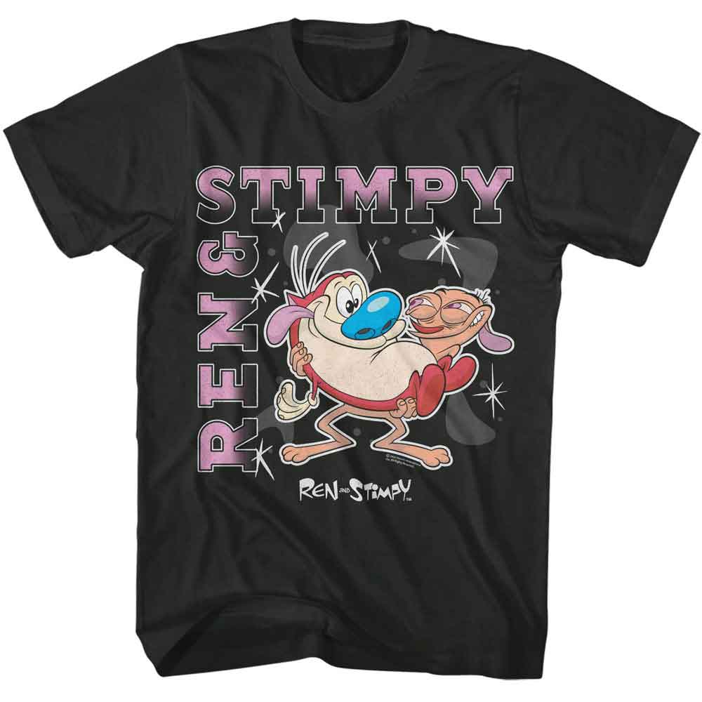 Ren and Stimpy Gradient Text Shapes Sparkles T-Shirt officially licensed graphic tee