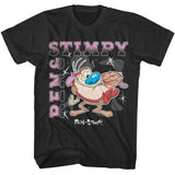 Ren and Stimpy Gradient Text Shapes Sparkles T-Shirt officially licensed graphic tee