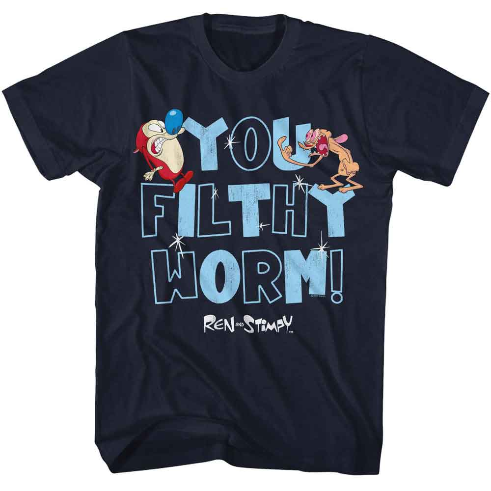 Ren and Stimpy You Filthy Worm T-Shirt officially licensed graphic tee