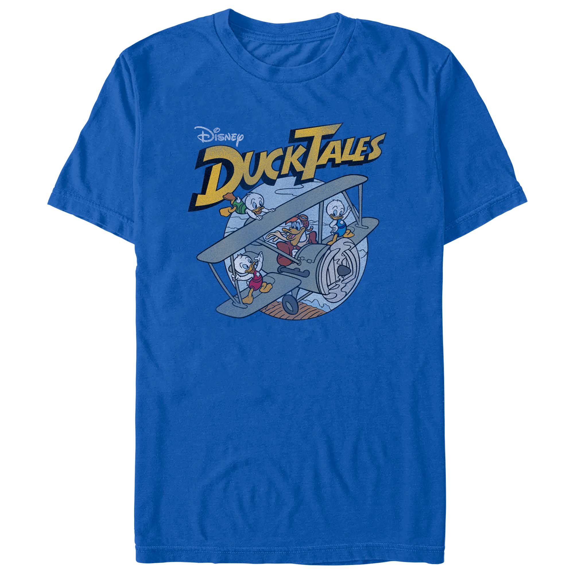 Retro DuckTales cartoon graphic tee with Launchpad McQuack airplane adventure design