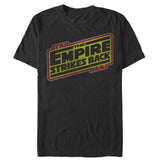 Black Star Wars The Empire Strikes Back graphic t-shirt featuring distressed retro movie logo artwork