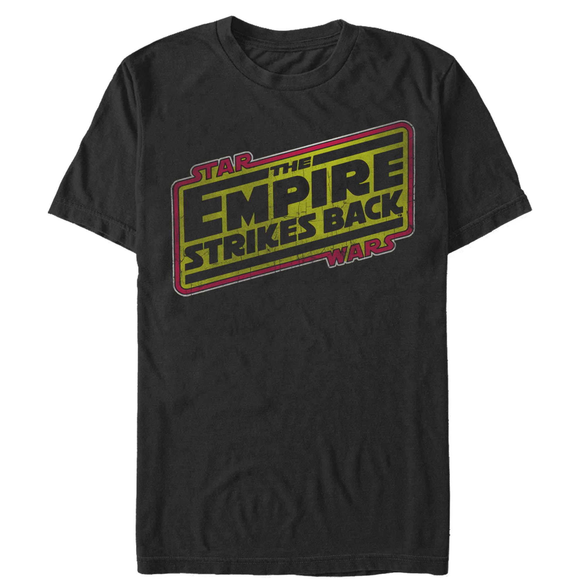 Black Star Wars The Empire Strikes Back graphic t-shirt featuring distressed retro movie logo artwork