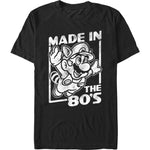 Vintage style Super Mario Made In The 80s graphic tee with distressed retro gaming artwork