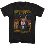 Black T-shirt featuring Twisted Sister 1985 Stay Hungry Tour collage with distressed yellow logo and blue TS emblem.