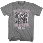 Gray t-shirt with Twisted Sister graphic and 'Come Out and Play Tour '86' text on a grey background