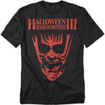 Black Halloween III: Season of the Witch t-shirt featuring a bold red mask-style graphic with the movie’s title above.
