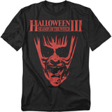Black Halloween III: Season of the Witch t-shirt featuring a bold red mask-style graphic with the movie’s title above.