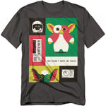 Gray t-shirt with colorful graphic design featuring a character and text on a white background