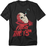 Black t-shirt with a graphic of a skull and 'Friday the 13th' text