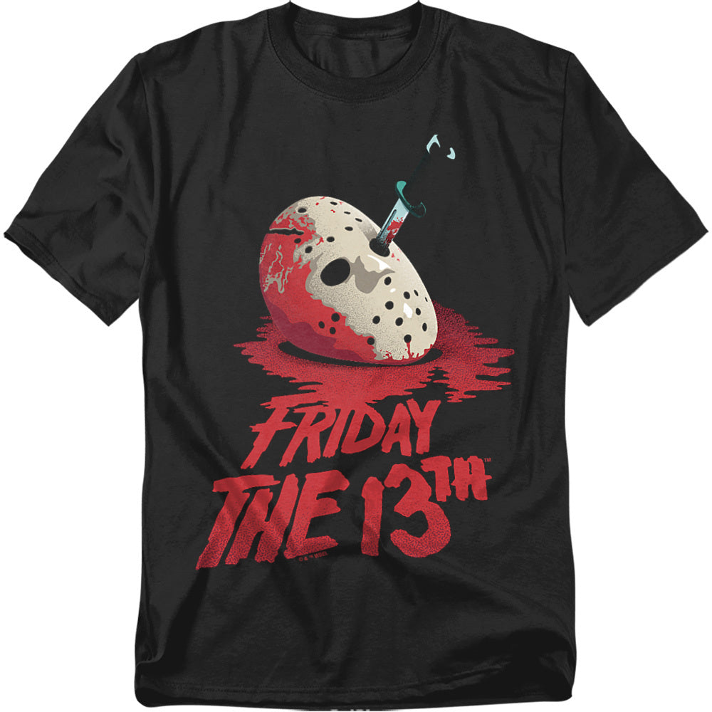 Black t-shirt with a graphic of a skull and 'Friday the 13th' text