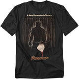 Black t-shirt with 'Friday the 13th' graphic design featuring a silhouette and text.