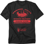 Black t-shirt with red graphic design