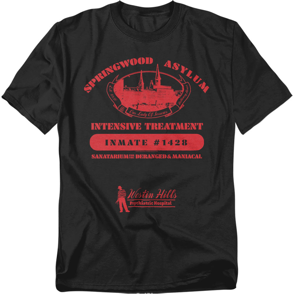 Black t-shirt with red graphic design